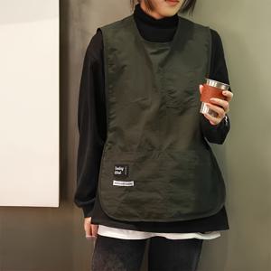 TEMU 폴리에스터 단색 심플 스타일 작업복 한국 스타일 홈 주방 앞치마 커피숍 작업복 통기성 베스트 스타일 허리 앞치마 남성과 여성에게 적합