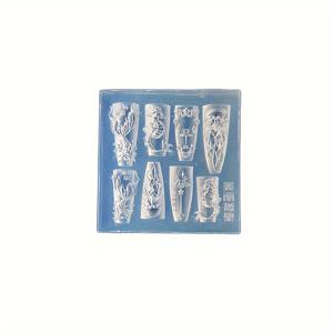 TEMU 1 세트 오션 테마 실리콘 네일 아트 폼, DIY 매니큐어용 3D 미니어처 해양 생물 캐스팅 폼, 해파리 해마 껍질 고래 꼬리 조각, 정사각형 모양, 크래프팅 액세서리