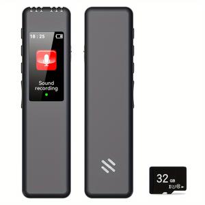 TEMU ANNJIATUU 전문 오디오 레코더, 32GB 메모리, 단일 버튼 디지털 녹음, HD 음질, A-B 재생, 스마트 노이즈 감소, 원클릭 비밀번호 잠금, 스피커, 학생, 교사 및 저널리스트에 이상적