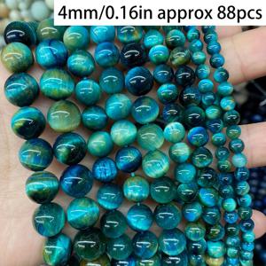 TEMU 4mm 6mm 8mm 10mm 천연 다색 블루 타이거 아이 스톤 비즈 - DIY 주얼리 만들기, 팔찌 및 목걸이용 광택 있는 라운드 루스 비즈, 골든-브라운 스트라이에이션, 타이거 아이 비즈 공예 재료