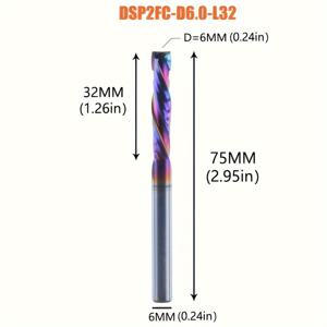 TEMU 드레니크 1pc 고품질 CNC 압축 밀링 커터 업 & 다운 컷 1/8 인치, 4mm, 6mm, 8mm 샤크 밀링 라우터 비트 DLC 코팅 2 플루트 스피럴 카르비드 밀링 도구, 목공 비트 엔드 밀 커터