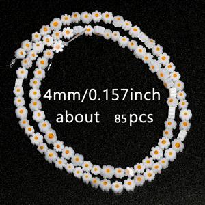 TEMU 데이지 플라워 램프워크 유리 비즈, 4/6/8mm 플랫 스페이서 루즈 비즈, 쥬얼리 만들기, DIY 우아한 팔찌 공예 액세서리, 유리 재질