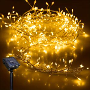 TEMU 1개 태양광 LED 페어리라이트, 100/200 웜화이트 폭죽형 스트링등 235.04인치 별하늘반딧불이 조명, DIY 크로우즈, 홈웨딩용, 실내외 크리스마스 장식에 적합한 플라스틱재질, 공간테마, 니켈배터리 600mAh, 할로윈·크리스마스|DIY