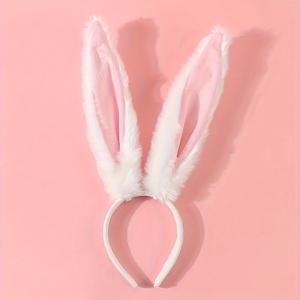 TEMU 여성용 귀여운 토끼 귀 헤어밴드 1개, 달콤한 인조 토끼 귀 헤어밴드, 플러시 동물 스타일 꾸미기 헤어 액세서리, 수지 소재, 색상 매칭, 데이 선물 및 일상 착용에 이상적