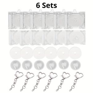 TEMU 빈 미니 CD 박스 키체인 세트 - 6세트 NFC 뮤직 앨범 홀더, 하트 아크릴 투명 키체인, DIY 폰 펜던트 장식, K팝 팬 & 음악 애호가를 위한 창의적인 선물