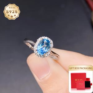 TEMU 1pc 다이미 우아한 고급 S925 실버 조절 가능한 반지, 블루 토파즈 돌로 여성용, 자연석 , 일상 착용 및 선물로 이상적, 올 시즌 장식품