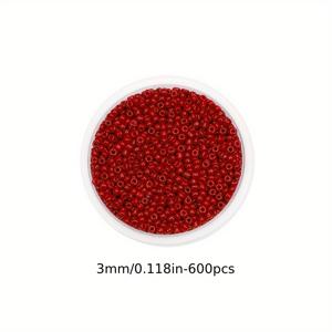 TEMU 300/600개의 체코 유리 씨玉, DIY 보석 만들기, 귀걸이, 팔찌용 3/4mm 둥근 루즈 비즈 - 도매 매력적인 비즈