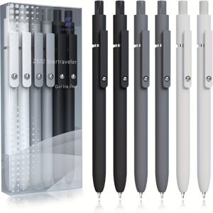 TEMU 6개/10개/16개 젤 펜, 0.5mm 미세 팁과 검정 잉크, 부드러운 필기, 빠른 건조 펜, 저널용, 간호사용 미적 펜, 남녀 학생, 사무실 및 학교 용품에 적합 (검정, 회색, 흰색), 개학 시즌 필수품