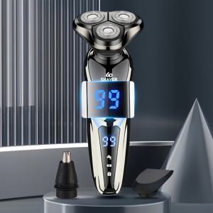 TEMU 3-in-1 남성용 전기 면도기, 코털 트리머 포함, USB 충전식, 3D 부동 커터 헤드, LED 디스플레이, 600mAh 리튬 배터리, 그루밍 키트