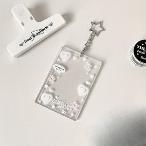 TEMU 하트와 별 장식이 달린 투명 플라스틱 ID 카드 홀더, 안감 없음, 젖은 물티슈로 닦아 낼 수 있음, 잠금 장치 없음, 3인치 사진 보호 배지, 학교, 직장, 버스 이용권