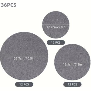 TEMU 36pcs 라운드 펠트 플레이트 및 냄비 분리기 세트: 3가지 크기의 식기, 보관 및 프라이팬 P36pcs 라운드 펠트 팬 및 긁힘 방지 냄비 꽃 분리기 키트: 새해와 크리스마스에 필수, 식기, 보관 및 프라이팬 보호를 위한 3가지 크기로 제공