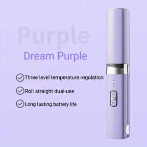 TEMU 무선 휴대용 헤어 너 & 컬러 - 2200mAh USB 무선 플랫 아이언 세라믹 플레이트, 네거티브 이온 기술, 3단계 온도 조절, 모든 머리 타입을 위한 /롤/듀얼 사용 모드, 슬릭 스타일 | 내구성 있는 구조, 코드리스 헤어 너