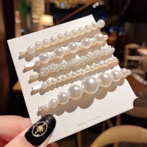 TEMU 우아한 진주 보비핀 세트: 여성용 헤어 액세서리용 수제 진주 보비핀 5개 세트