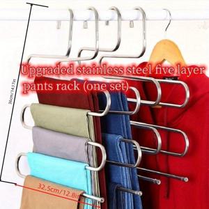 TEMU 1pc 금속 다단 바지 옷걸이, 공간 절약형 옷장 정리함, 바지, 치마, 타월용 옷장 보관 및 분류 시스템