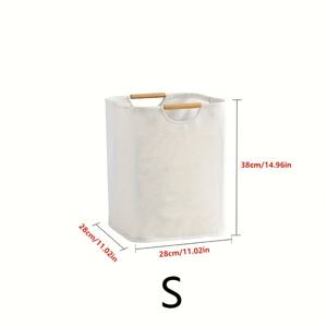 TEMU 1개 접이식 손잡이 빨래바구니 - 휴대용 접이형 욕실, 침실, 주방 수납용 내구성 있는 직사각형 디자인, 현대적 스타일 옷걸이 바구니, 디자인, 질감 패브릭 빨래통|빨래바구니