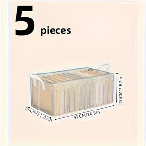 TEMU 5개 세트 접이식 침대 밑 수납 박스 - 내구성 강한 옷 정리함, 탈부착 가능한 라이너 포함, 스택 가능 및 방수 기능, 바지·티셔츠·양말·액세서리 보관용|이불|냉장고바지|티셔츠