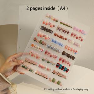 TEMU 1pc 네일 아트 디스플레이 앨범 - 대용량 무향 네일 아트 피스 보관 책 카드 클립 포함, DIY 심플 디자인 사진 전시판 도구 및 액세서리용