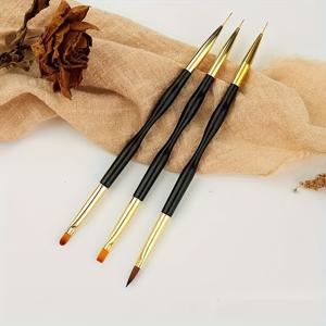 TEMU 3pcs 네일 아트 브러시 세트, 양면 정밀 디자인 페인팅 펜, 무향 아크릴 네일 장식 라이너 도구 키트