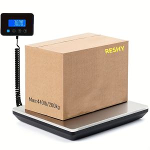 TEMU RESHY 디지털 운송 저울, 고정밀 440lbs 우편 저울, 유지/벗기기 기능이 있는 패키지에 적합, 스테인리스 스틸 우편함 저울, 소규모 비즈니스, 우편물, 창고, 사무실 패키지에 적합
