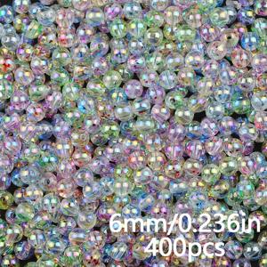 TEMU 400개 혼합 색상 아크릴 비즈 세트 - 6mm, 8mm, 10mm 무지개 빛깔 느슨한 비즈 장신구 만들기, DIY 팔찌, 목걸이, 귀걸이, 공예 및 장식용