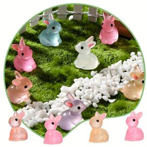 TEMU 50개 미니 빛에 반사되는 수지 토끼 - 러스티 3D 동물 테마, 페어리 정원, DIY 크리스마스 장식 및 파티 선물, 계절적인 집 장식 | 페어리 정원 액세서리 | 세부적인 공예, 토끼 액세서리