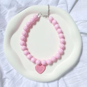 TEMU 1pc 캔디 컬러 애완동물 목걸이, 둥근 ABS 소재, 다양한 색상 선택 가능, 고양이와 개용의 귀여운 액세서리