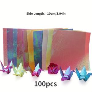 TEMU 100pcs 혼합 색상 글리터 오리피카 종이 세트, 반짝이는 사각형 종이, 3.94 x 3.94 인치, DIY 공예, 손수작업 프로젝트에 적합, 14세 이상의 나이에 적합합니다.