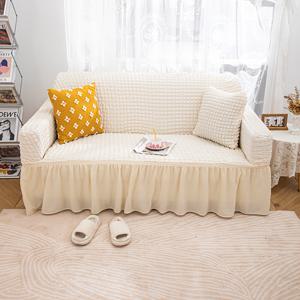 TEMU 1pc 우아한 베이지 & 화이트 두꺼운 고탄성 자카드 소파 커버 - 쉽게 관리할 수 있는, 먼지로부터 보호하는 가구 슬립커버, 거실 및 침실 장식용, 다양한 소파 크기에 맞춰진다, 소파 커버만, 소파 슬립커버 미끄럼 방지, 소파 슬립커버 크리스마스 장식|쇼파커버|3인용쇼파