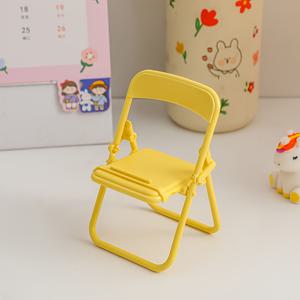 TEMU 귀여운 마카롱 색상의 접이식 의자 폰 스탠드 - 휴대용 & 장식용 데스크탑 거치대, PVC 소재, 게으른 브래킷, 모바일 폰 거치대