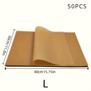 TEMU 50개 미리 자른 논스틱 파치먼트 페이퍼, 9 x 13인치 - 미백, 베이킹, 그릴링, 프라이팬, 스티밍에 이상적, 대부분의 베이킹 시트에 적합