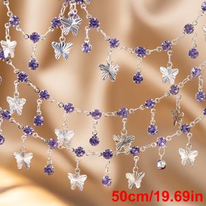 TEMU MINGXUAN 구리 합성 나비 펜던트, DIY 쥬얼리 만들기, 목걸이 팔찌 술 장식을 위한 3개의 자주색 구슬