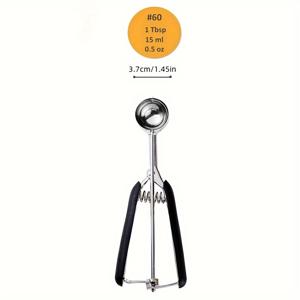 TEMU 1/3개 스테인리스 스틸 쿠키 스쿱 세트, 미끄럼 방지 고무 손잡이, 무전력 모드, 1/2/3 테이블스푼 사이즈 포함, 및 쿠키 반죽용 트리거 릴리스 18/8 베이킹 스쿱