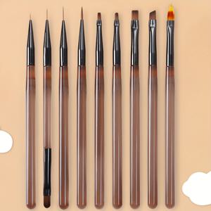 TEMU 9pcs 네일 브러시 세트, 젤 폴리싱 디자인 펜, 네일 아트 페인팅 도구, 네일 클리너, 아이라이너 브러시, 네일 펜, 향수 없는, 여성 및 여성용 살롱 품질