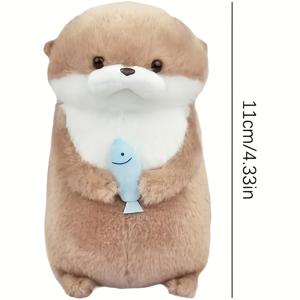TEMU 사랑스러운 수달 플러시 고양이 장난감과 물고기 - 부드럽고 내구성 있는 폴리에스터, 모든 고양이 종과 상호작용하기에 이상적, 귀여운 만화 디자인