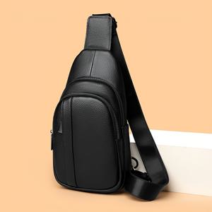 TEMU 남성용 정품 가죽 슬링 백, 대용량 싱글 숄더 크로스바디 가슴 가방, 최고급 소가죽 캐주얼 메신저 지퍼 잠금, 트렌디한 재봉사 디테일, 외출용 무인쇄 디자인|슬링백|힙색|남자가방