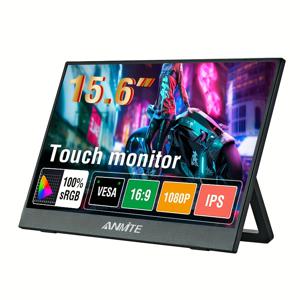 TEMU Anmite 15.6인치 휴대용 터치 스크린 모니터, 노트북 2nd 스크린 게임 확장 모니터, 맥 PS5 PS4pcs Raspberry Pi와 호환 가능