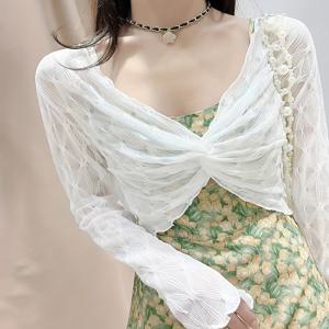 TEMU 1pc 우아한 레이스 스카프 커버업, 꽃무늬가 있는 통기성 있는 메쉬 탑, 여름 드레스와 저녁 행사에 완벽한 블랙과 베이지, 가벼운 소재, 세련된 넥라인 디자인, 저녁 커버업 | 꽃무늬 탑 | 가벼운 커버업, 커버업 스카프|스카프