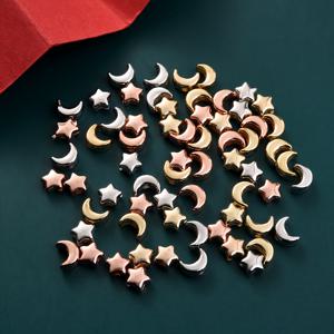 TEMU 100개 5-7mm 골드색 별 달 모양 스페이서 비즈 쥬얼리 팔찌 목걸이 귀걸이 만들기 매력 DIY 공예