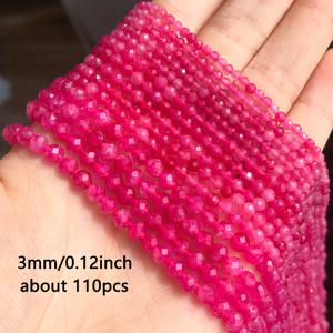 TEMU JILKOL 2/3/4mm 천연 면 처리된 로즈 쿼츠 스톤 비즈 - DIY 주얼리 만들기, 팔찌, 목걸이, 귀걸이용 생생한 핑크색 루스 스페이서 비즈 170/110/91개 세트 - 고품질 보석 비즈 모음, 반짝이는 효과와 광택 마감