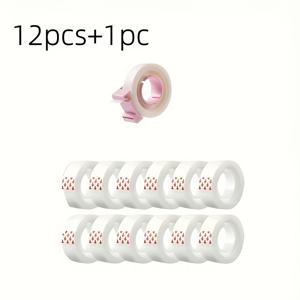 TEMU 12개 무색 테이프 + 1개 랜덤 컬러 커터, 매트 테이프, 쓰기 가능한 잔여물 없는 투명 테이프 리필 디스펜서 - 사무실, 가정 및 개학 시즌 필수품