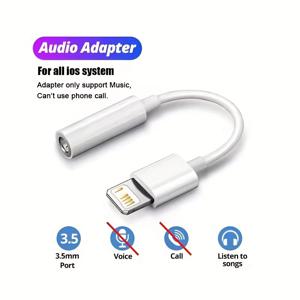TEMU 아이폰 14 11 Pro Max iPad 용 3.5mm 잭 AUX 케이블 IOS 어댑터, 수-암 어댑터 헤드폰 컨버터 오디오 스플리터