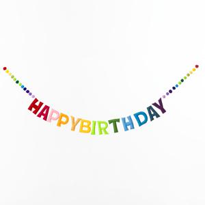 TEMU 24개의 펠트 폼 볼이 포함된 컬러풀한 사전 매달린 생일 축하 배너 세트 - 무지개 패브릭 가랜드, 파티 장식 및 사진 소품에 완벽, 생일 파티 장식