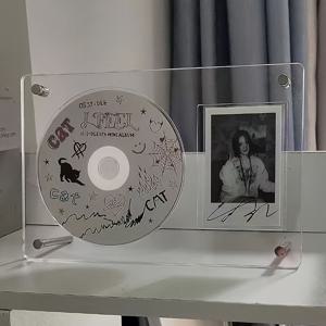 TEMU 우아한 아크릴 CD & 비닐 레코드 디스플레이 스탠드 - 금속 브래킷이 있는 투명 사진 프레임, 음악 애호가를 위한 고화질 데스크탑 장식, 앨범 보관 및 선물용 이상적, 음악 레코드 홀더