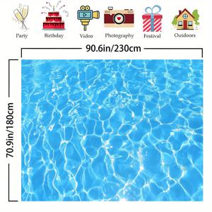 TEMU 1pc Azure Pool'S Summer Sunlight Reflections Party Banner - 고품질 폴리에스터 사진 배경, 다용도 테마 파티 벽지 및 재미있는 사진 부스 속장, 모든 계절에 적합한 이벤트 장식 | 생동감 있는 수영장 디자인 | 쉽게 세팅할 수 있는 배경