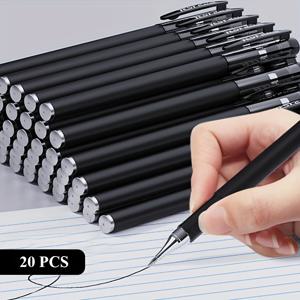 TEMU 20pcs 0.5Mm 블랙 볼펜, 사무실 사용을 위한 비즈니스 서명 볼펜, 잉크 롤러볼 볼펜, 부드러운 글쓰기, 사무실 시험용 필통 볼펜, 볼펜