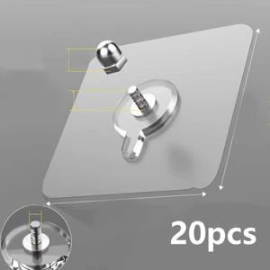 TEMU 2/20pcs 현대적인 자체 접착 벽 스티커, 10kg 부하, 재사용 가능한 PC+스테인리스 스틸 스크루, 드릴 나일 없음, 주방 선반, 거실 선반, 욕실 수건 매달기, 분리 가능, 전기 없음