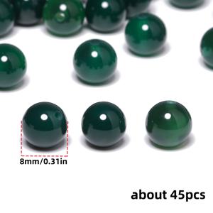 TEMU 8mm 녹색 아가테 돌 비즈, 보석 만들기용 부드러운 둥근 느슨한 비즈 - DIY 팔찌, 목걸이 및 독특한 장식용으로 완벽 - 생일 및 축제 선물, 세인트 패트릭의 날 비즈 장식