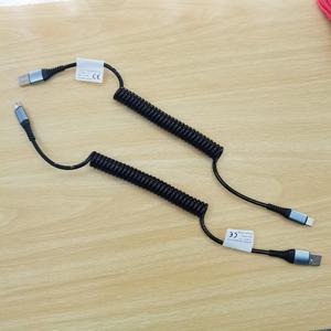 TEMU 삼성 호환용 리트랙터블 스프링 USB 타입 C 데이터 케이블, 샤오미/구글/비보 및 기타 빠른 충전 케이블 USB to Type-C 66W 모바일 범용 카플레이 데이터 케이블 C to C 더블 헤드 CC 케이블 카리프리 방지 충전 케이블 3A 케이블