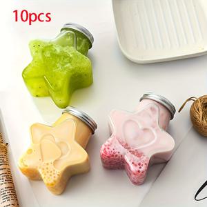 TEMU 10개 별 모양 플라스틱 병, 300ml – 주스, 밀크티, 사탕 포장용 창의적인 일회용 용기, 재활용 가능 & 손세척 전용