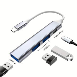 TEMU HOVEYO USB 3.0 타입 C 멀티포트 허브 어댑터, 4-in-1 초박형 디자인과 고속 USB-C에서 USB로 전송, 맥북 프로, 샤오미 및 기타 기기와 호환! 데이터 전송 허브 | 현대적인 액세서리 | 고속 , HOVEYO